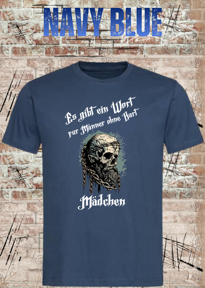 Herren-T-Shirt „Es gibt einen Namen für Männer ohne Bart“ in Navy Blue.