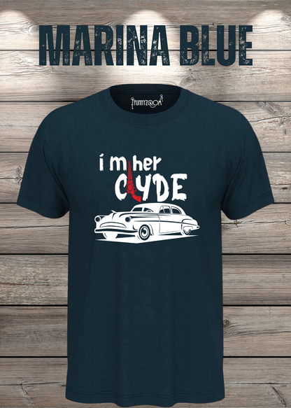 Herren T-Shirt I'm her Clyde Bonnie und Clyde in Marina Blue.
