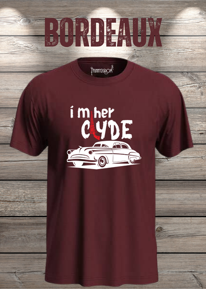 Herren T-Shirt I'm her Clyde Bonnie und Clyde in Bordeaux.