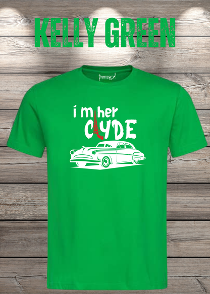 Herren T-Shirt I'm her Clyde Bonnie und Clyde in Kelly Green.
