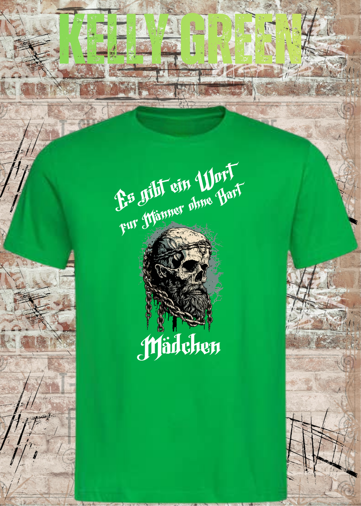 Herren-T-Shirt „Es gibt einen Namen für Männer ohne Bart“ in Kelly Green.