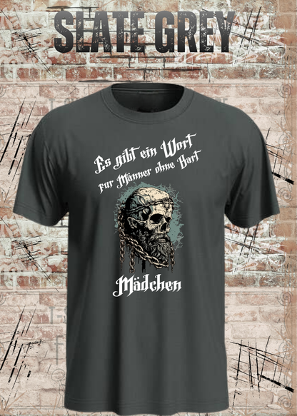 Herren-T-Shirt „Es gibt einen Namen für Männer ohne Bart“ in Slate Grey.