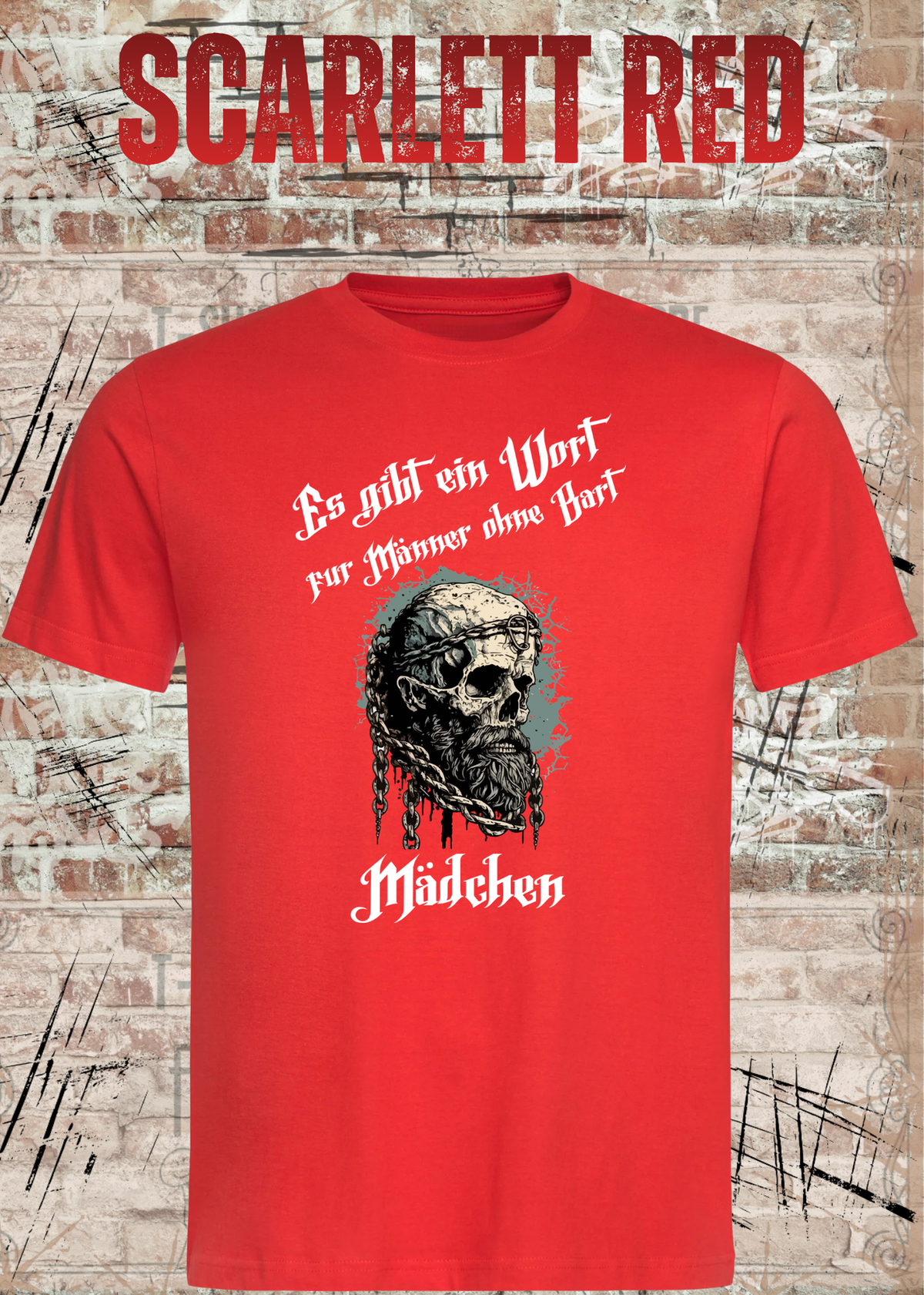 Herren-T-Shirt „Es gibt einen Namen für Männer ohne Bart“ in Scarlet Red.