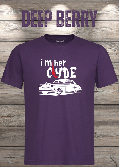 Herren T-Shirt I'm her Clyde Bonnie und Clyde in Deep Berry.