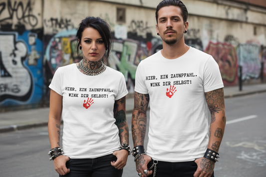 Rocker Paar mit Zaunpfahl T-Shirt ohne Jacken