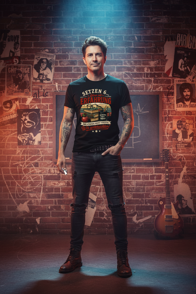 Lehrer T-Shirt "Setzen 6... Lehrer mit Erfahrung" | Lustiges Vintage Lehrer Shirt | Geschenk für Lehrer