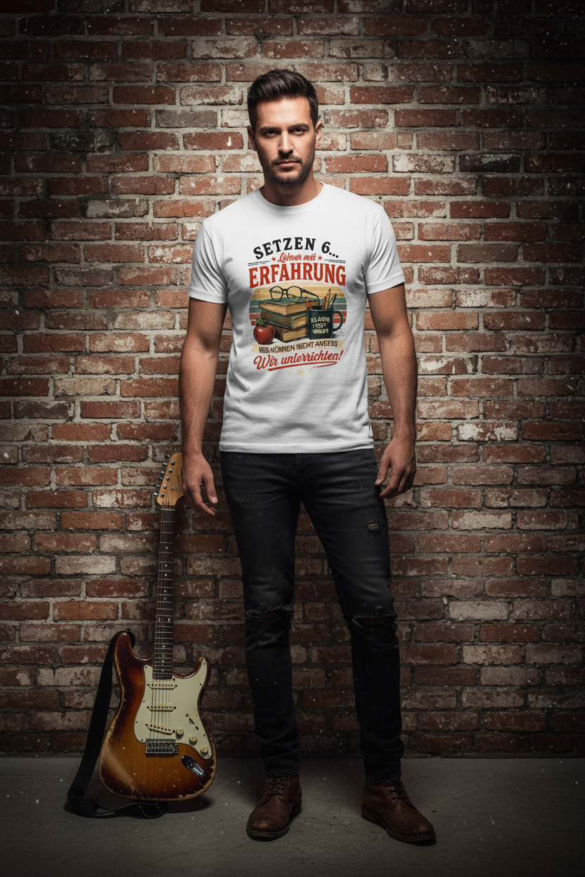 Lehrer T-Shirt "Setzen 6... Lehrer mit Erfahrung" | Lustiges Vintage Lehrer Shirt | Geschenk für Lehrer