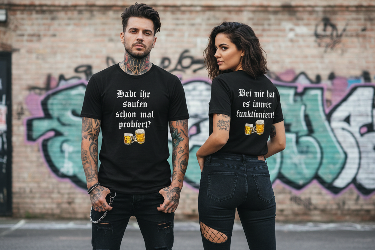 Rockiges Paar mit Black Opal T-Shirts