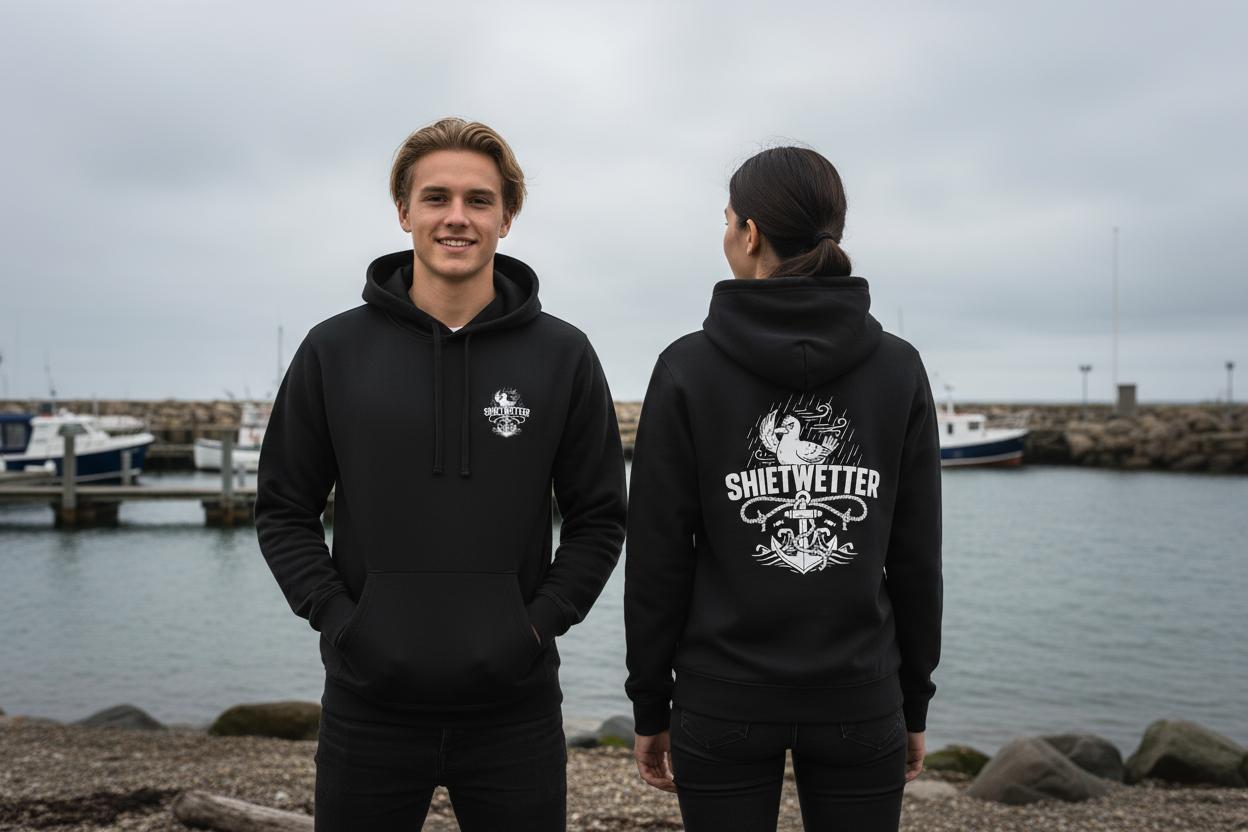 Shietwetter Hoodie Vorder- und Rückseite