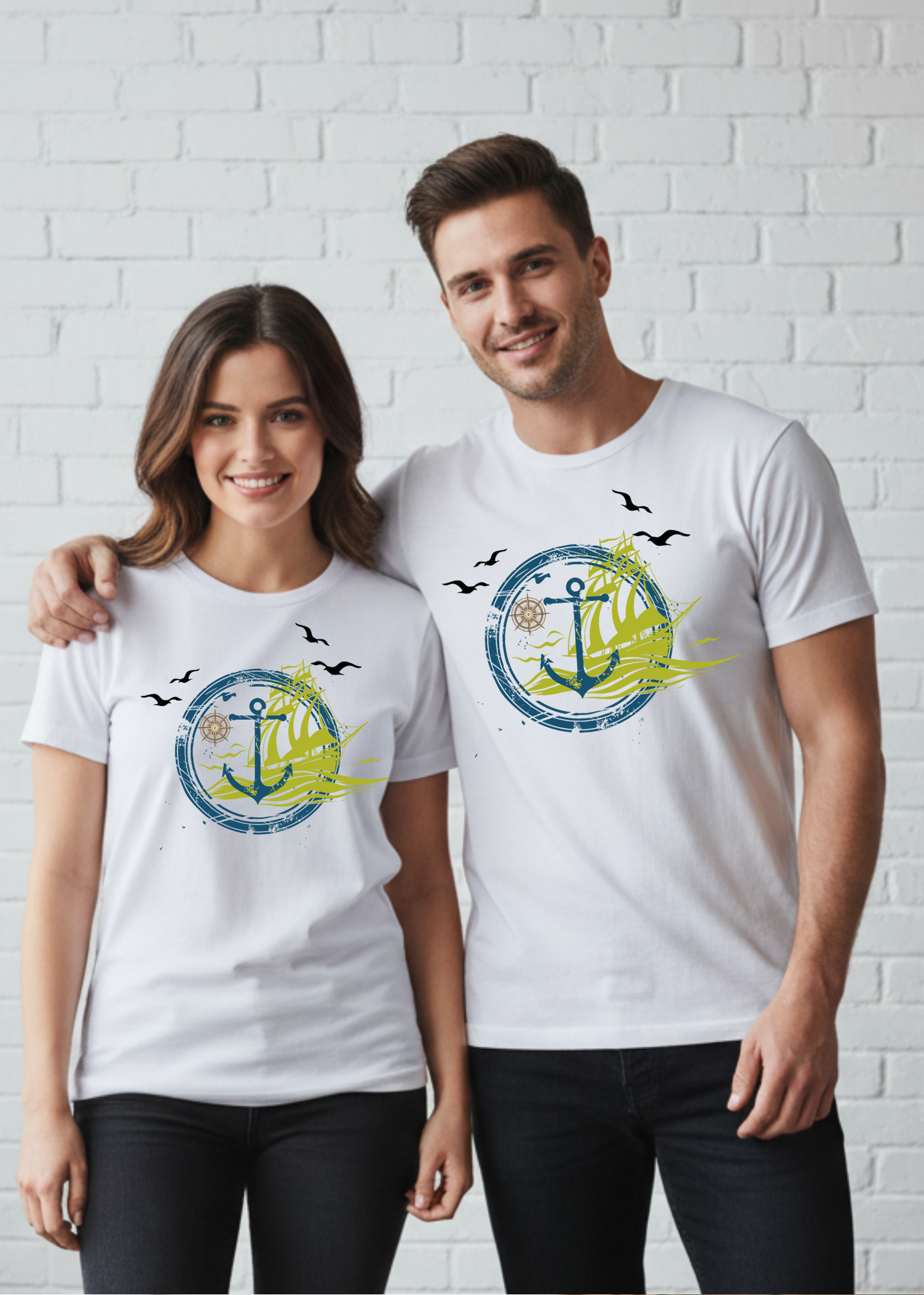 T-Shirt Schiff Anker Kompass Witziges T-Shirt mit Spruch Geschenkidee Freizeit T-Shirt Geburtstagsgeschenk Unisex
