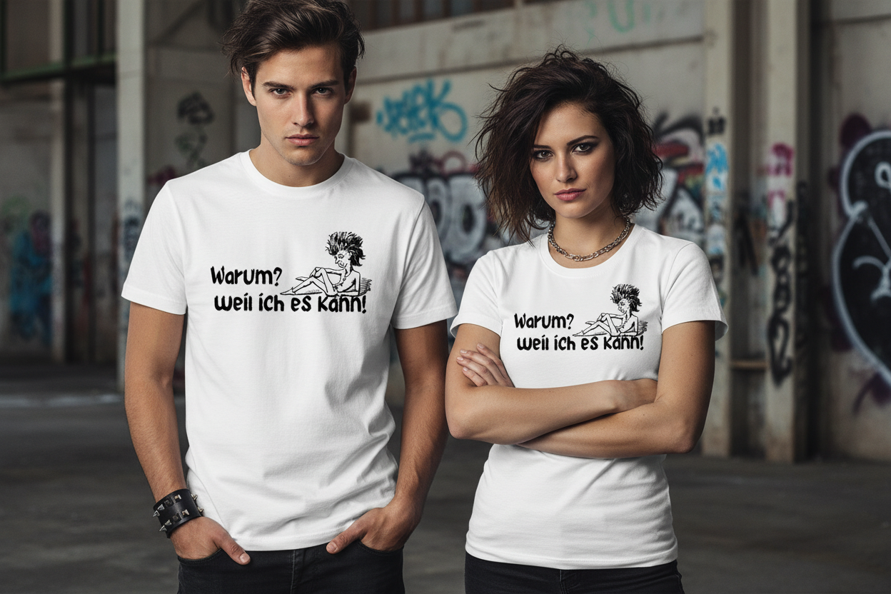Weißes T-Shirt mit Spruch im urbanen Rockerstyle
