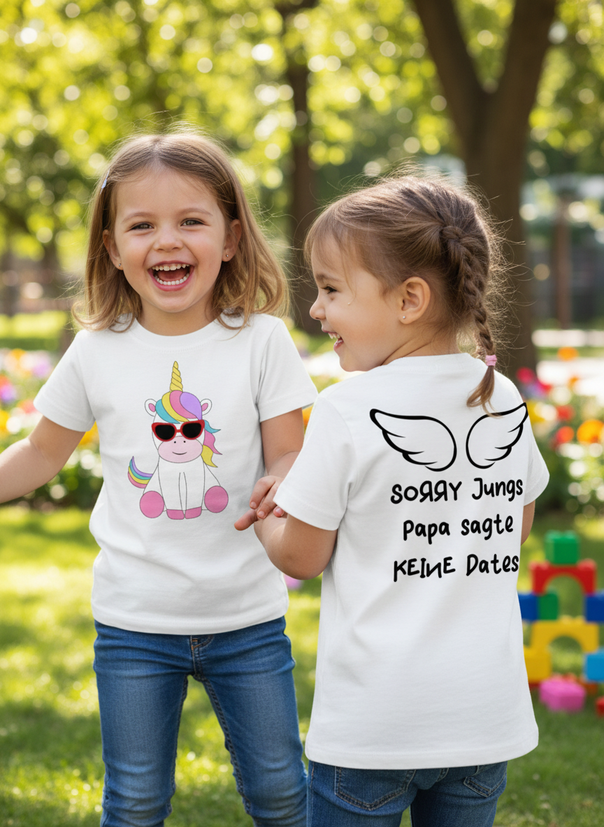 Zwei Mädchen tragen deine T-Shirts