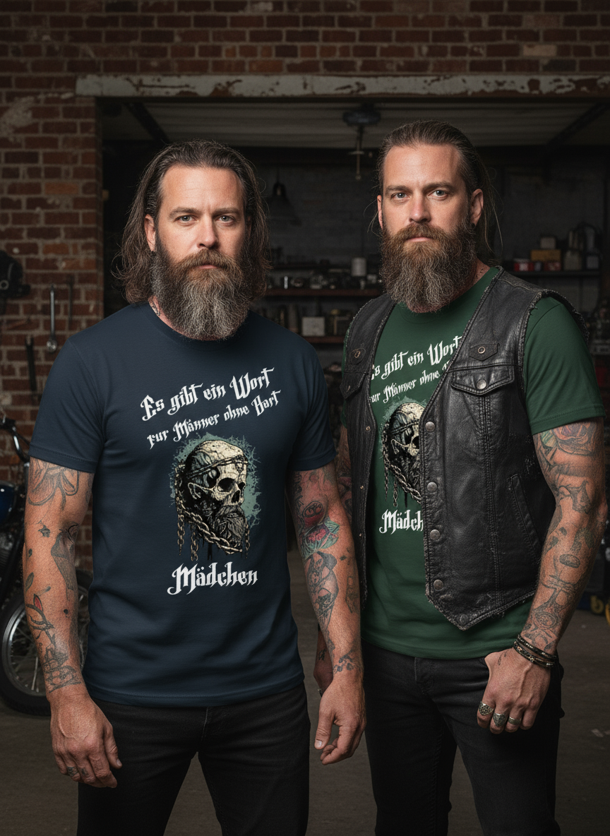 Zwei Rocker mit sichtbarem T-Shirt Design